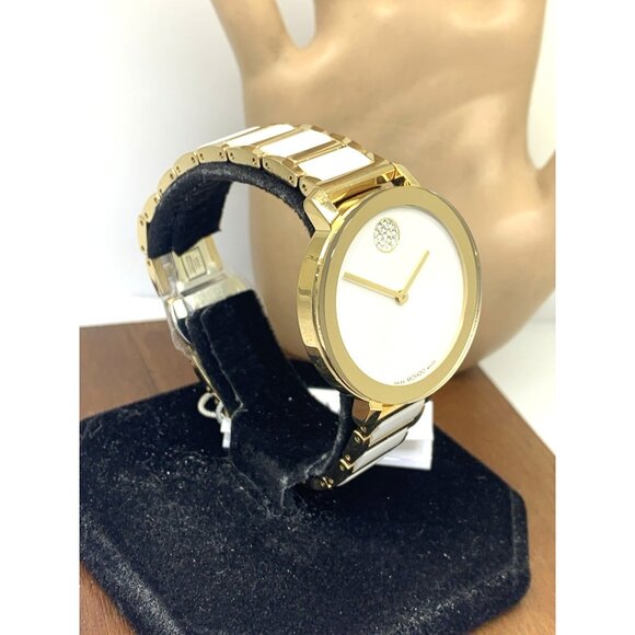 Movado Womens Watch 3601238 Bold White Dial Gold Swiss Quartz Ceramic Steel 34mm main image 10
